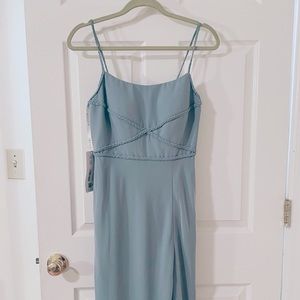Nayla Dusty Blue Chiffon Maxi Dress Gown